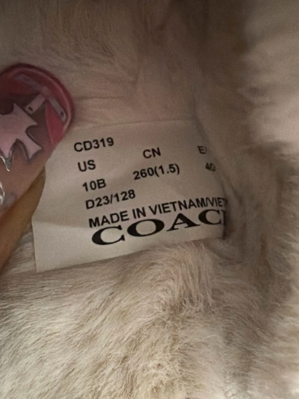 Coach Black Signature Clog Slippers with Cream Faux-Fur Trim